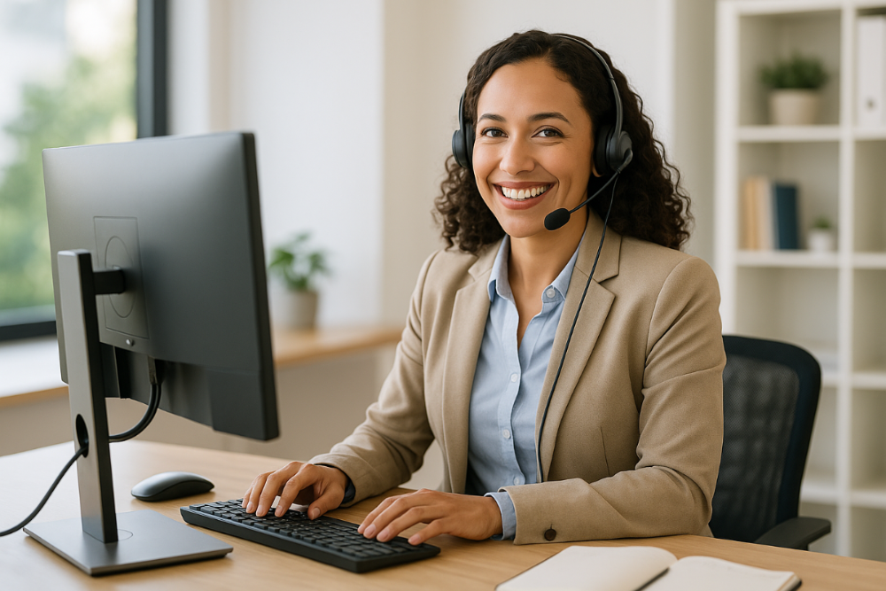 happy customer support lady 